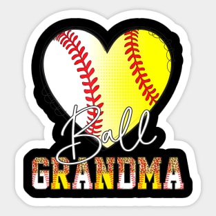 Grandma of Both Baseball Softball Grandkids Ball Mothers Day Sticker